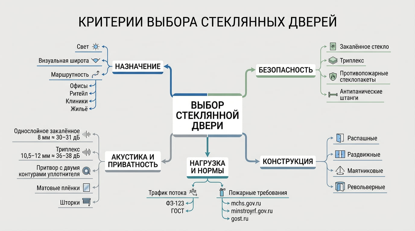 критерии выбора стеклянных дверей