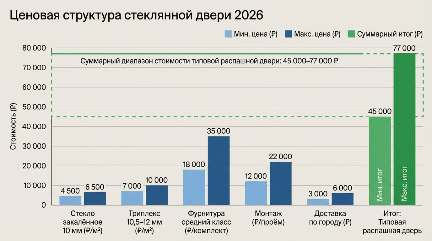 ценовая структура стеклянной двери